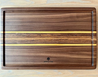 Walnut/Zebrawood/Yellow Heart Cutting Board