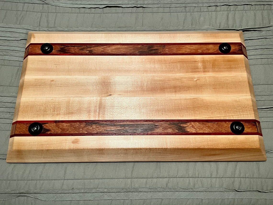 Hard Maple/Zebrawood/Padauk Cutting Board With Rubber Feet Etsy