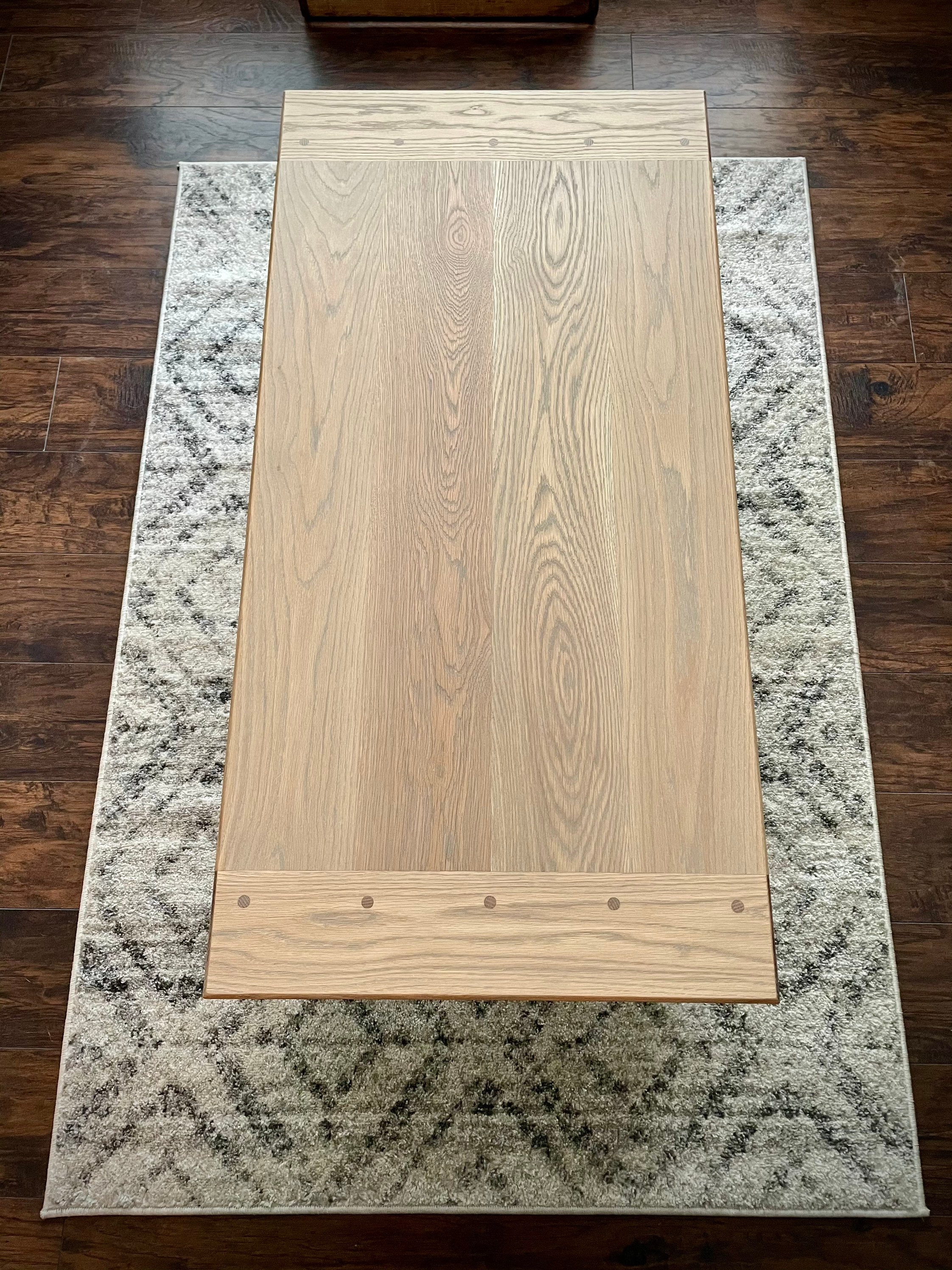 White Oak Coffee Table With Breadboard Ends and Hairpin Legs local