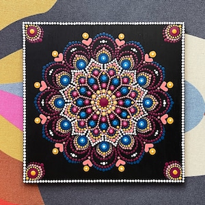 Dot Mandala dipinto a mano / Pannello in legno da 6 &quot;/ Mandala / Mandala Art / Dot Art / Fatto a mano