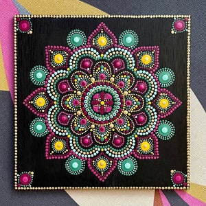 Dot Mandala dipinto a mano / Pannello in legno da 6 &quot;/ Mandala / Mandala Art / Dot Art / Fatto a mano