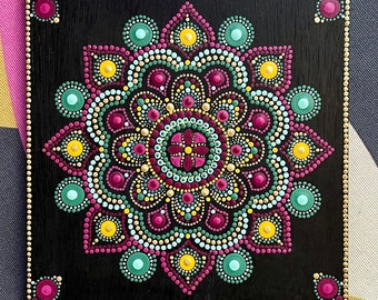 Hand-Painted Dot Mandala | 6” Wooden Panel | Mandala | Mandala Art | Dot Art | Handmade