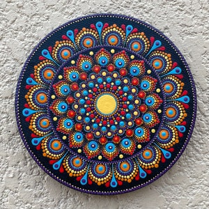 Mandala à points peint à la main | Toile ronde de 8 » | Mandala | Mandala Art | Dot Art | Dot Painting | Fait main