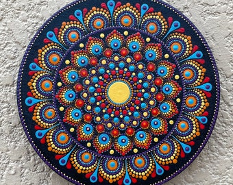 Hand-Painted Dot Mandala | 8” Round Canvas | Mandala | Mandala Art | Dot Art | Dot Painting | Handmade