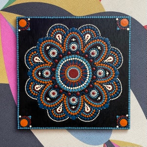 Dot Mandala dipinto a mano / Pannello in legno da 6 &quot;/ Mandala / Mandala Art / Dot Art / Fatto a mano