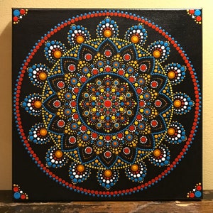 Hand-Painted Dot Mandala | 12" Canvas | Mandala | Mandala Art | Dot Art | Handmade