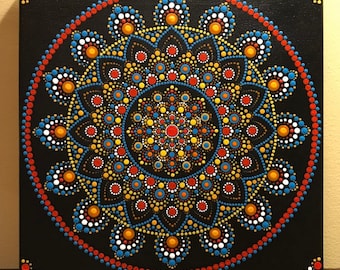 Hand-Painted Dot Mandala | 12&quot; Canvas | Mandala | Mandala Art | Dot Art | Handmade