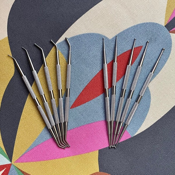 Set of 5 Stainless Steel Dotting Tools | Angled or Straight | Manicure Styluses | Dot Painting