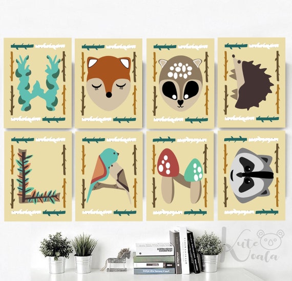Baby Nursery Prints Kids Room Prints Wall Art Woodland Decor Prints Kids Bedroom Kids Decor Nursery Decor