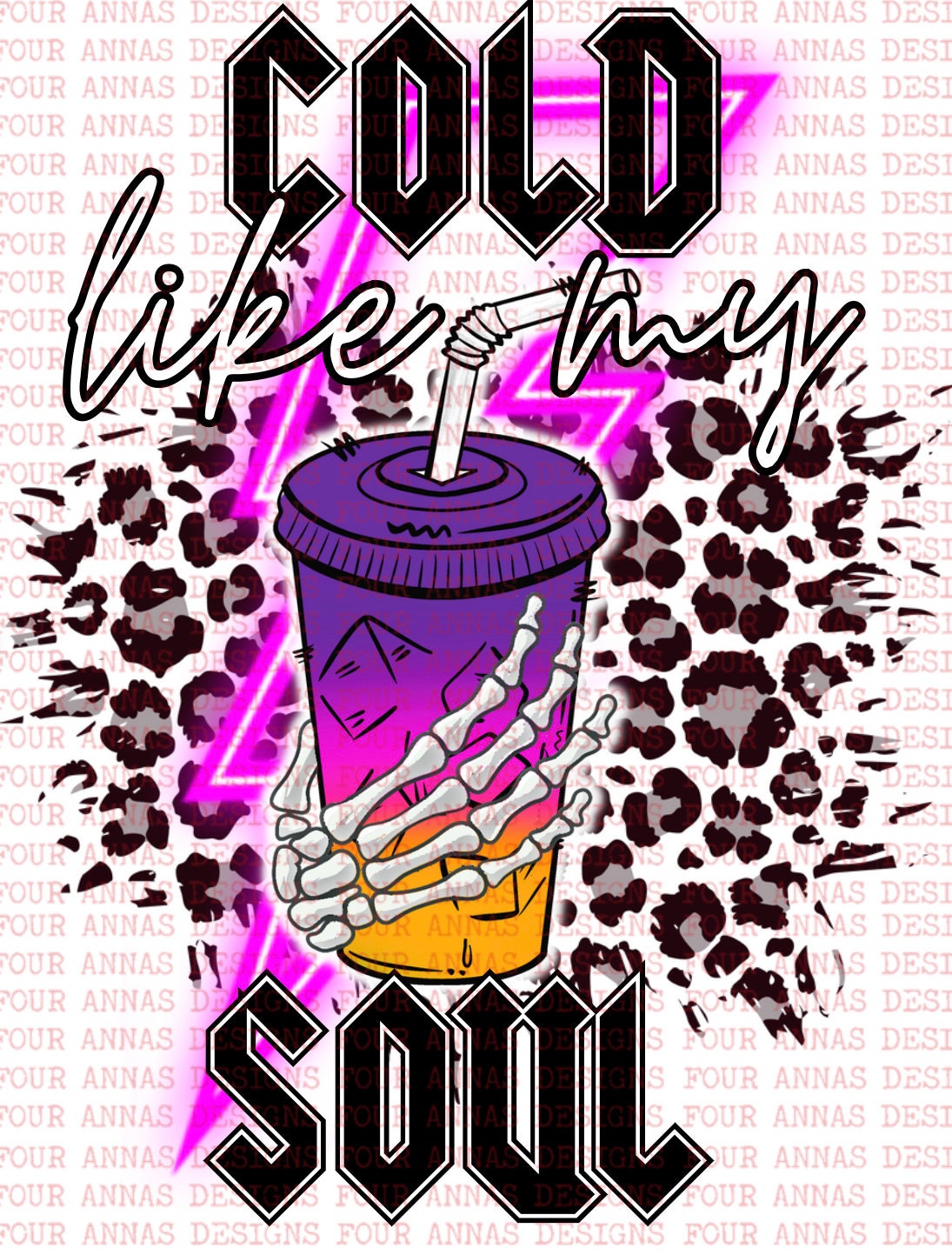 Cold Like My Soul Purple Pink Neon Leopard Loaded Tea - Etsy