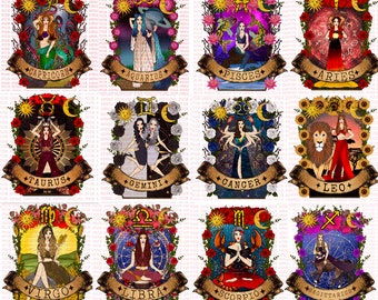12 files, google drive, sublimation, digital, witchy, tarot, Designs bundle, zodiac, horoscope, PNG, celestial, set,