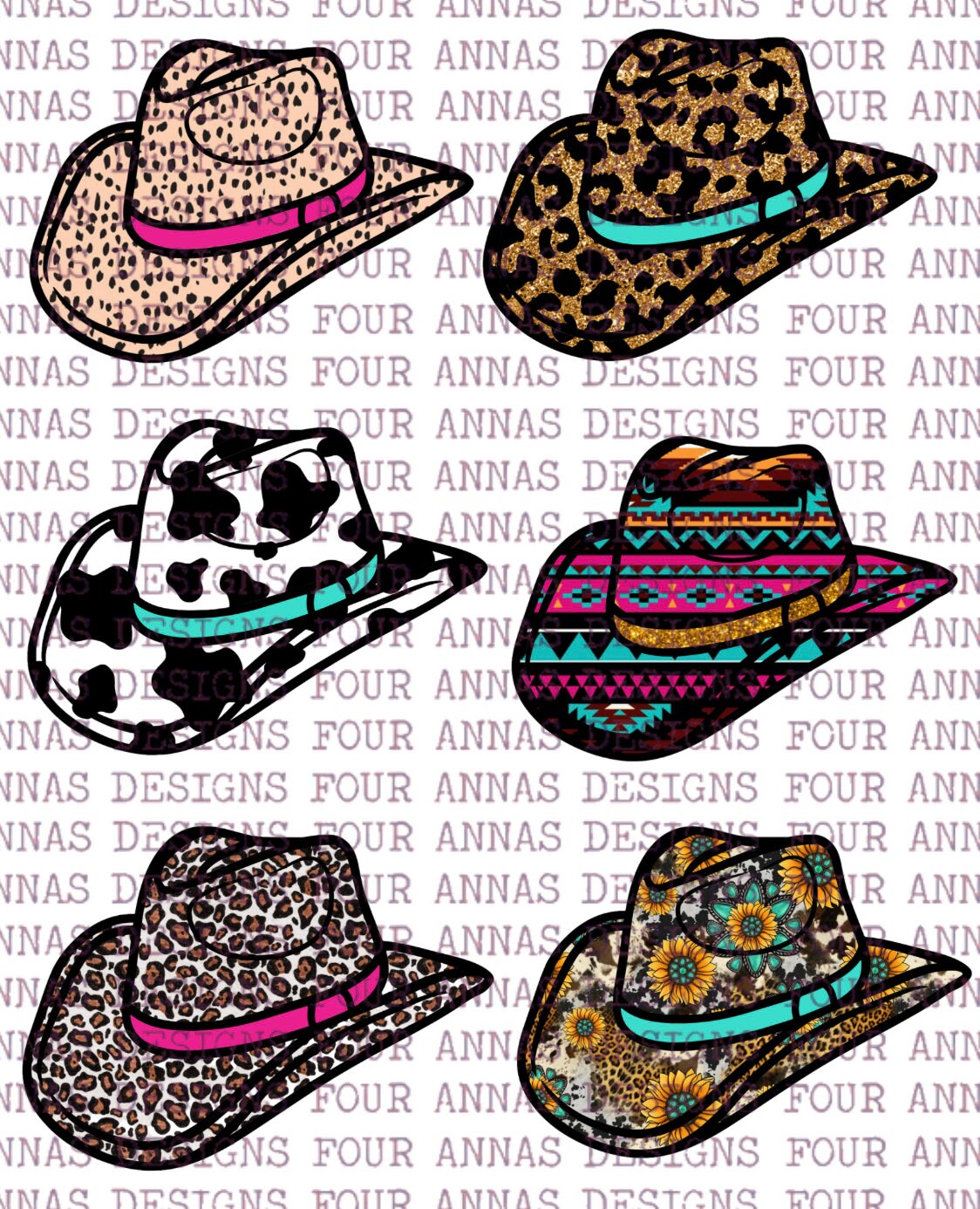Cowboy Hats Cow Print Leopard Serape Glitter Sunflowers - Etsy Finland