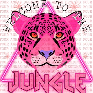 Willkommen, Dschungel, Rock and Roll, Vintage, Leopard, Hippie, Hippie, Sublimationsdesigns, PNG, neon
