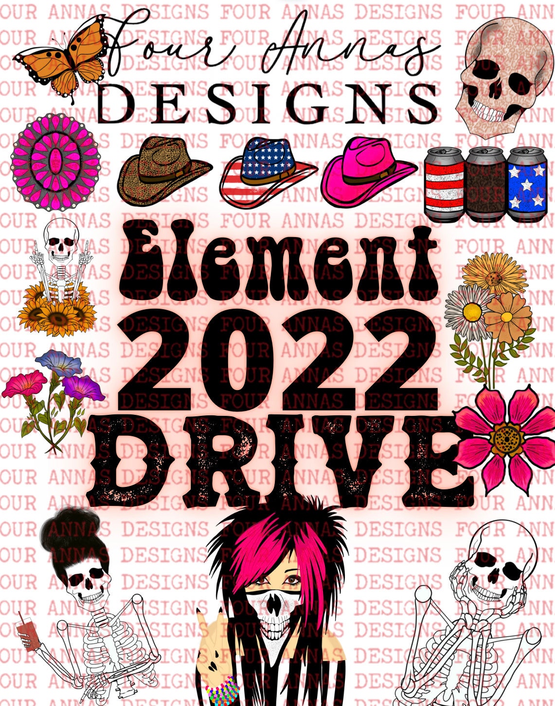 Digital Element 2022 google drive access, PNG, day, skellie, spooky, lightening, clipart, flowers, retro, skeleton