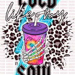 Cold like my soul, Blue, neon, loaded tea, tye dye, skellie, skull, skeleton, retro, boho , sublimation designs, PNG