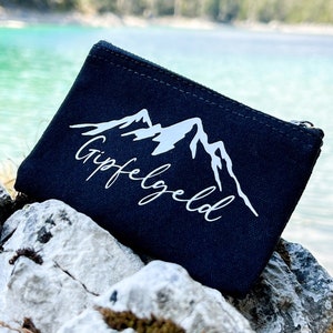 Geldbeutel - Geldbörse „Gipfelgeld“ | schwarz | Tolles Geschenk für alle Bergliebhaber, Wanderer, Naturburschen