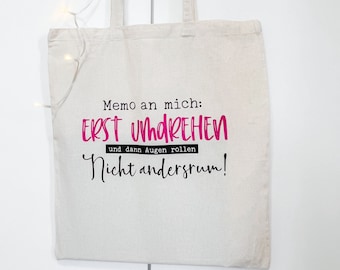 Baumwolltasche "Memo an mich" | Jutebeutel mit Spruch, Shopper Baumwolle, Geschenk für beste Freundin oder Schwester, Einkaufstasche