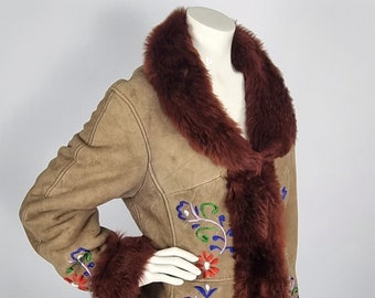 Long vintage 1970s Afghan penny lane coat - sheepskin shearling coat