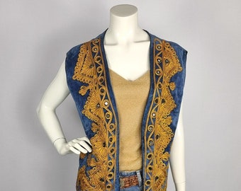 Vintage Oriental waistcoat with golden traditional embroidery & mirrorwork for unisex - gender neutral