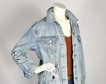 Veste en jean vintage brodée des années 80