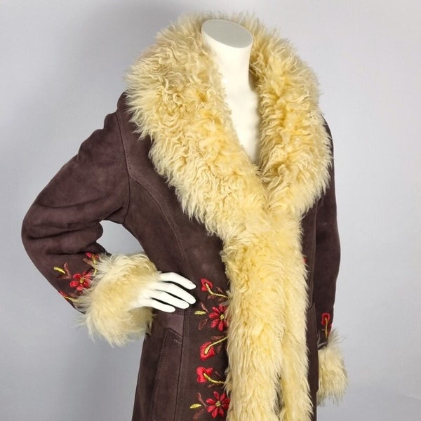 Long vintage Afghan penny lane coat - sheepskin coat - shearling coat with natural sheep fur - sheephide coat