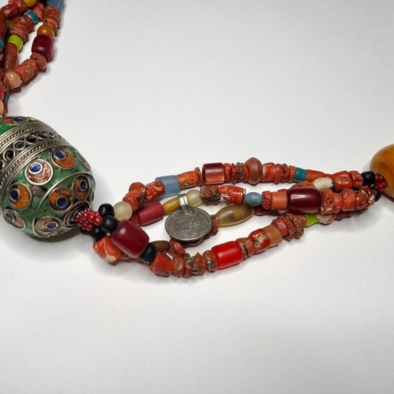 Tribal statement necklace with recycled antique a… - image 1