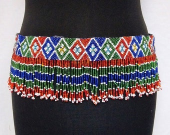 Colorful nomadic beaded strap-on hip belt for Oriental dance