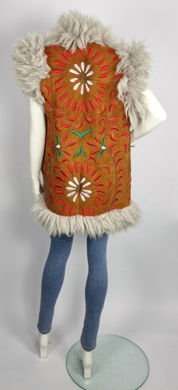 SALE: Vintage Afghan suede bodywarmer vest with d… - image 4