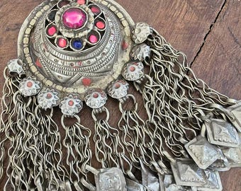 ヴィンテージ クチペンダント：タッセル付きアフガニスタンの