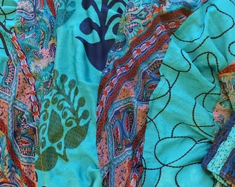 Jupe longue bohème - Robe d'été bohème, fabriquée à partir de tissus sari vintage