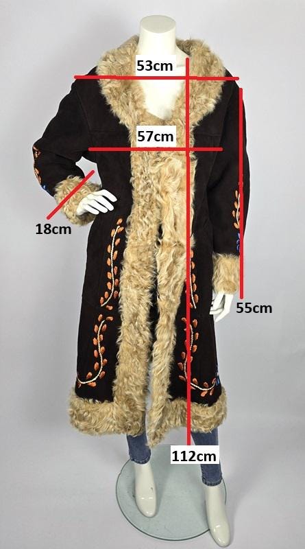 Vintage Afghan Suede Coat: Floral Embroidery, Faux Fur Trim - Etsy