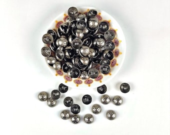 Tribal Kuchi Metal Costume Button Applications – Embossed Floral Design (50g Pack)