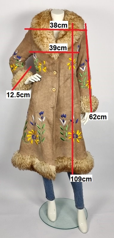 ヴィンテージ　シープスキン　ロングコート ヴィンテージ ムートンコート シープスキン ロングコート ブラウン M