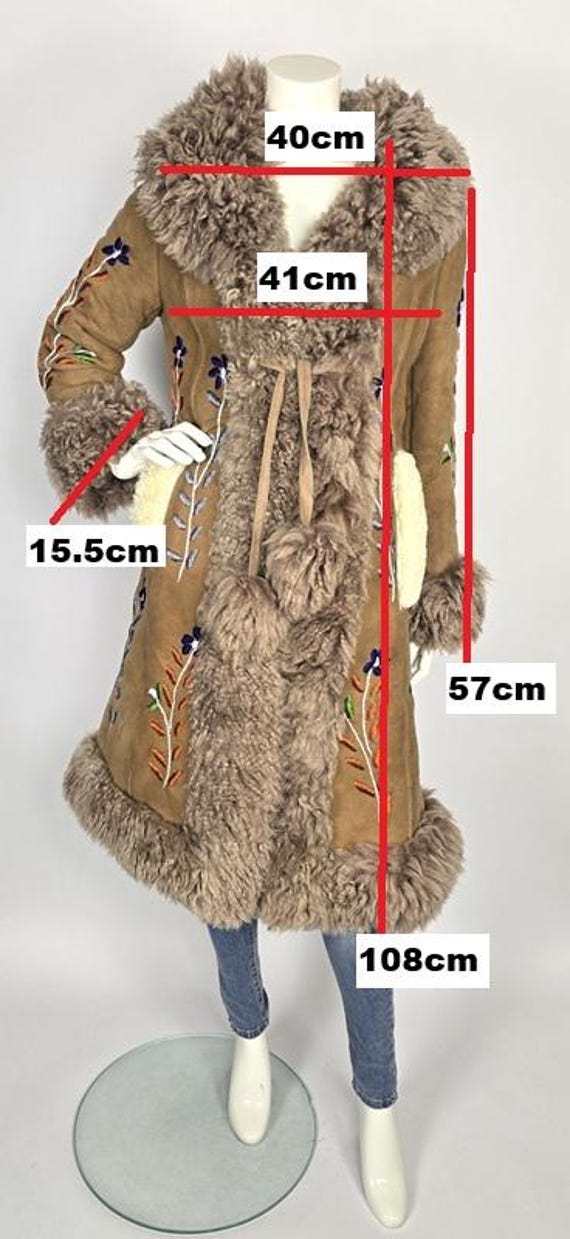 Afghan Suede Penny Lane Coat: Embroidered Floral Sheep Fur Trim - Etsy