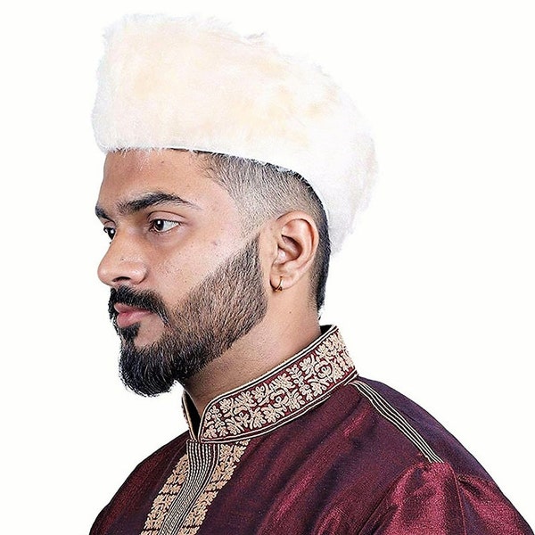 Chapeau afghan Karzai karakul - Chapeau de mariage afghan - Chapeau topi en fausse fourrure pour homme ou pour unisexe