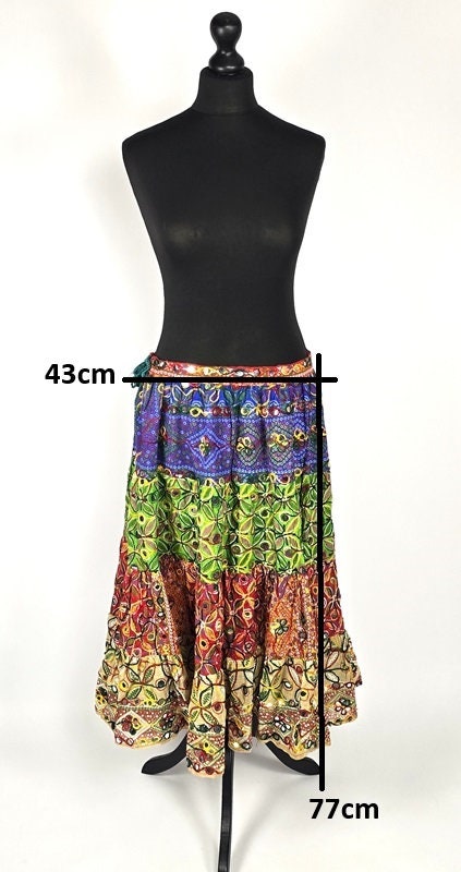 Embroidered Patchwork Maxi Skirt – Adjustable Recycled Cotton