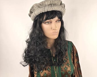 Wool Pashtun Pakol Hat: Light Grey Afghan Chitral Cap