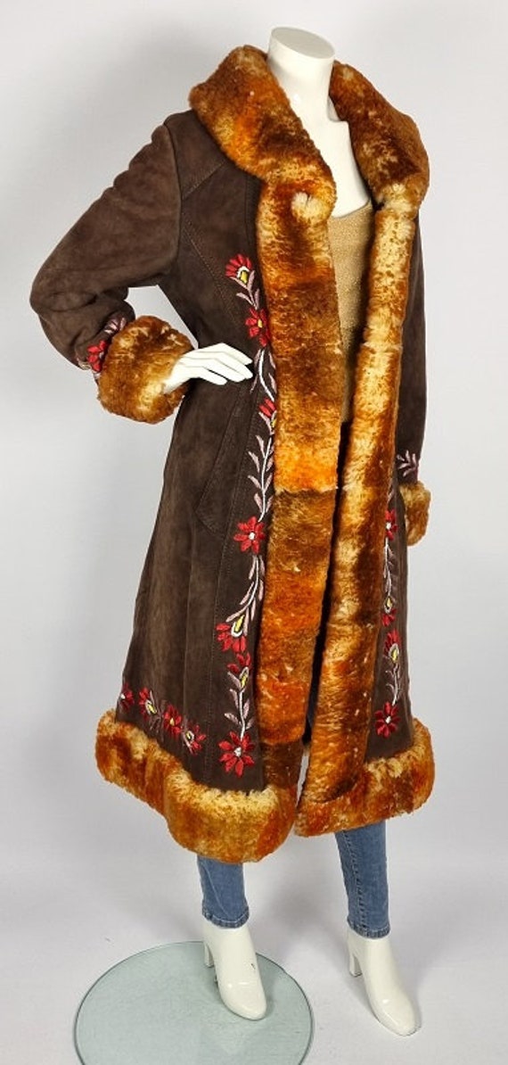 Long vintage 1960s Afghan penny lane coat with na… - image 2