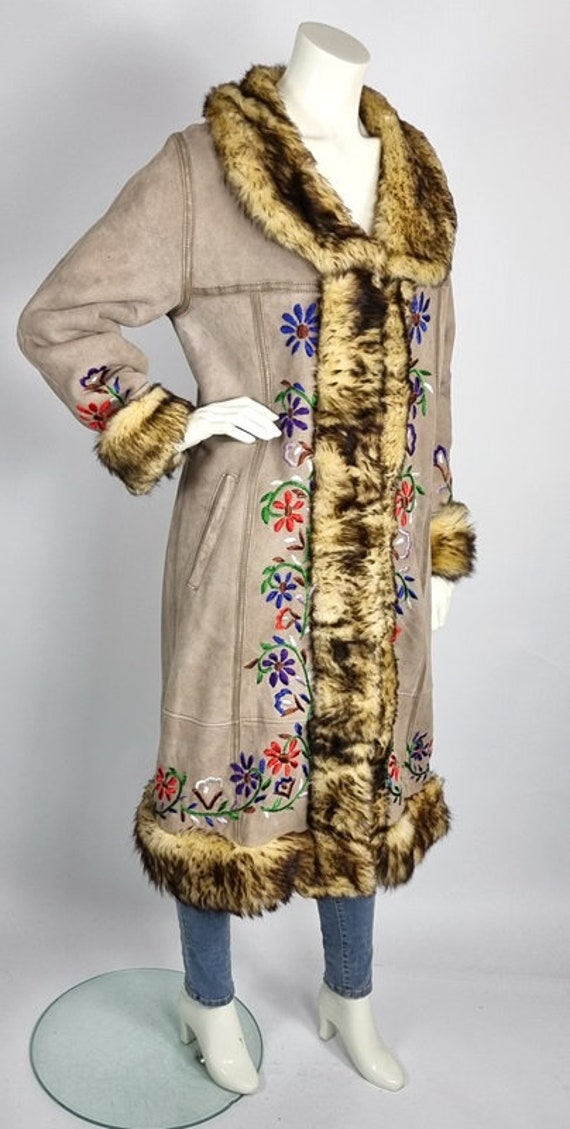 Long vintage Afghan penny lane coat - shearling s… - image 3