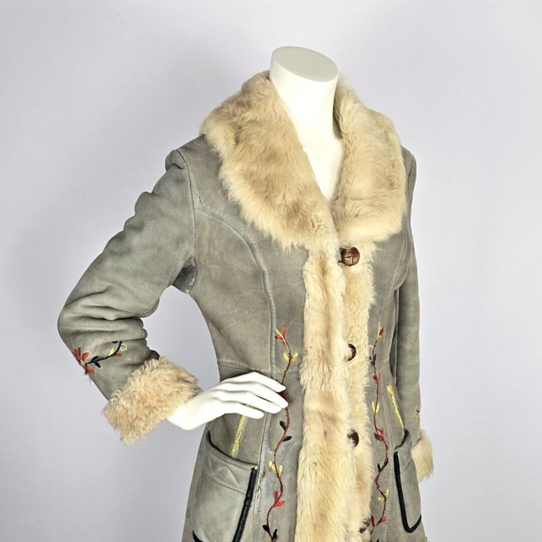 Vintage 1970s Afghan Suede Coat: Penny Lane Style With Floral