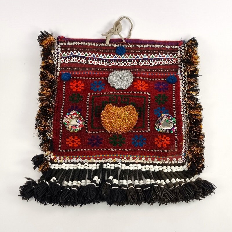 Vintage Pakistani Saami Quilt Angle Bag in Caramel and Multi-color Fabric with Hazelnut Leather main image 0