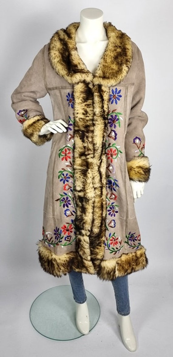 Long vintage Afghan penny lane coat - shearling s… - image 2
