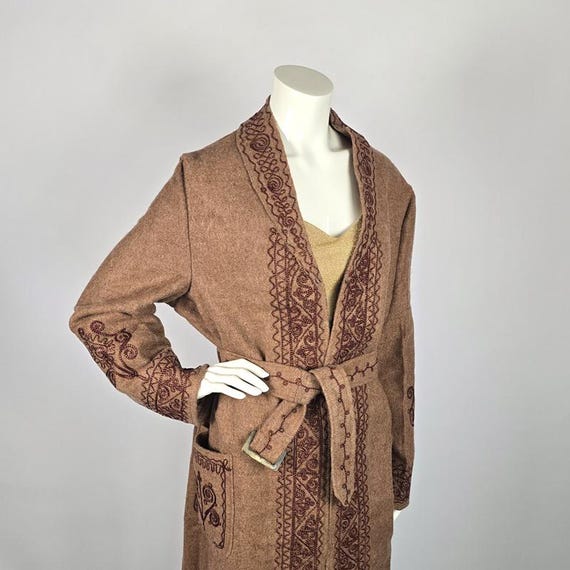 ユニセックスアフガンウールコート：刺繍入りチャパンチューガダスター