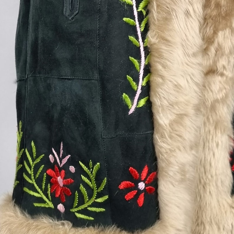 Manteau Long Style Penny Lane En Daim Et Fausse Fourrure – Taille L
