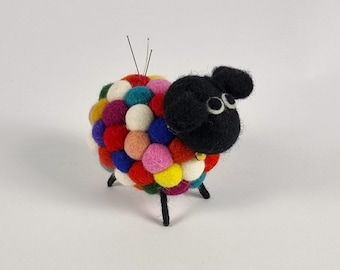 Cuscino portaspilli a forma di pecora in feltro fatto a mano, cuscino portaspilli a forma di pecora in feltro ad ago, cuscino portaspilli a forma di animale in feltro nepalese, regalo accessorio da cucito