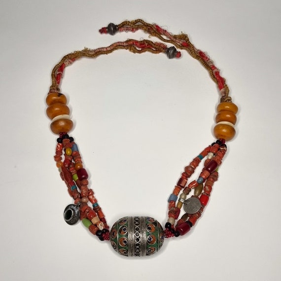 Tribal statement necklace with recycled antique a… - image 2