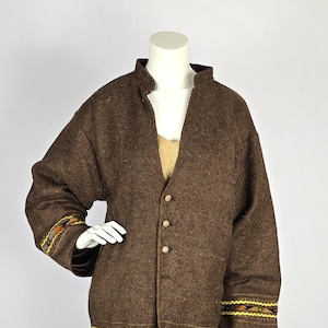 Handgemachter afghanischer Patoo Duster – Rohwolle Tribal-Mantel mit Fallschirmfutter