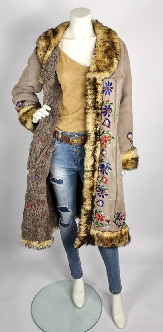 Long vintage Afghan penny lane coat - shearling s… - image 5