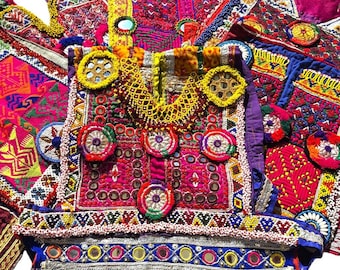 NEW STOCK: Vintage Afghan dress embellishment, antique Kuchi dress panel, neckpiece, yoke, tribal embroidered bib, beadwork tikka patch