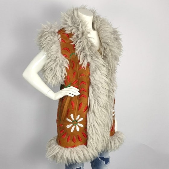 SALE: Vintage Afghan suede bodywarmer vest with d… - image 2
